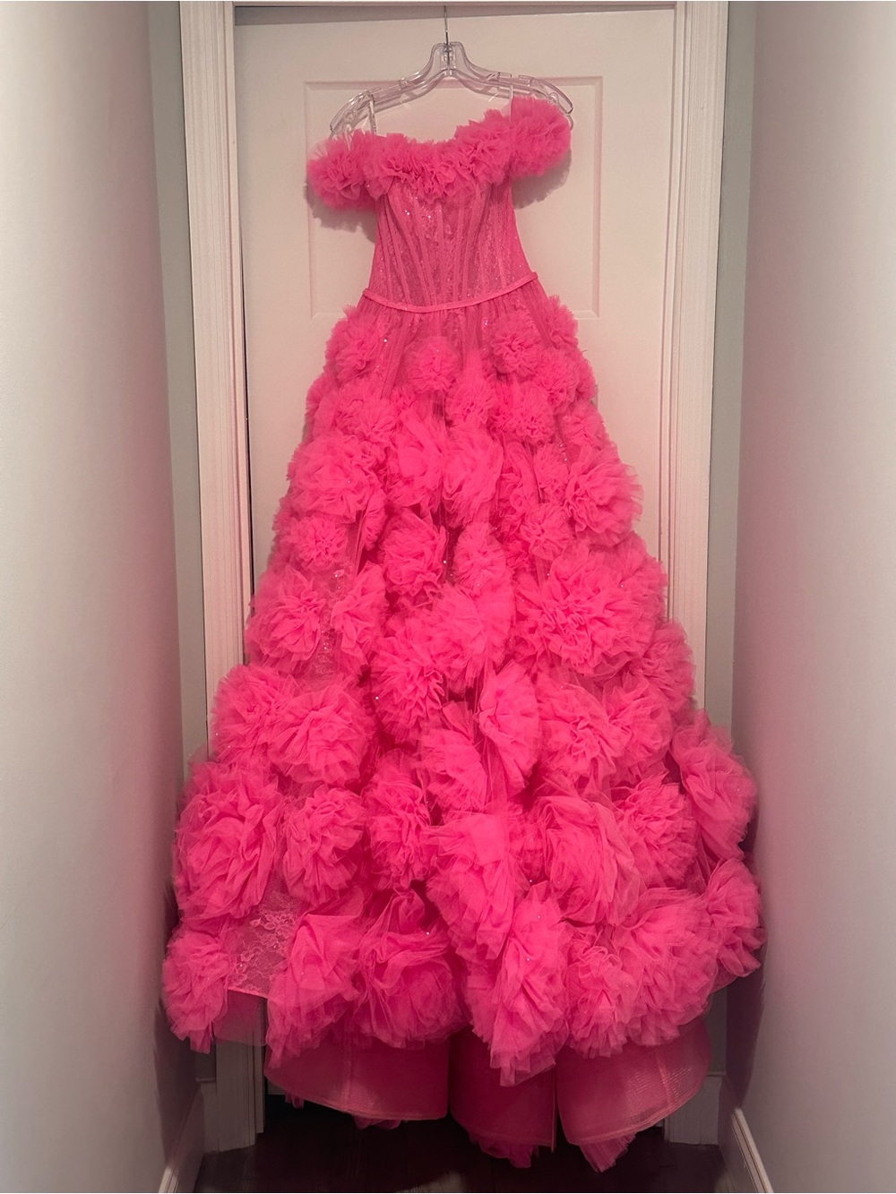 Sherri Hill Vibrant Pink Tulle Gown - Picture 8 of 8